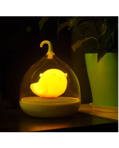 Baby Night Light, Cute Bird Totoro Style LED-lanterne, Genopladelig, Vibrationssensor - Gul