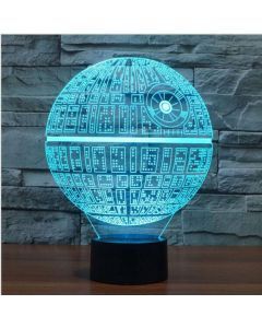 Dekorativ Star Wars-lampe med 3D-effekt og skiftende farve - Death Star