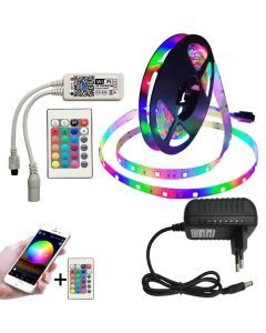 Premium RGB LED strip 2835, 5 meter, fjernbetjening, android & iOS