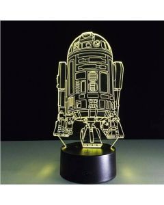 Dekorativ Star Wars-lampe med 3D-effekt og skiftende farve - R2D2