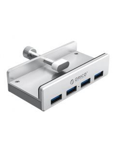 Clip-on USB-hub til desktop og skærm, 4 højhastigheds-USB 3.0 - Sølv