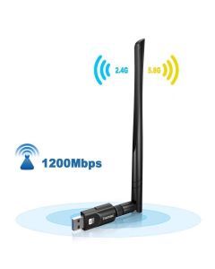 Inamax 802.11AC WiFi-dongel med kraftfull extern antenn, 5 dBi, Dual Band 5G